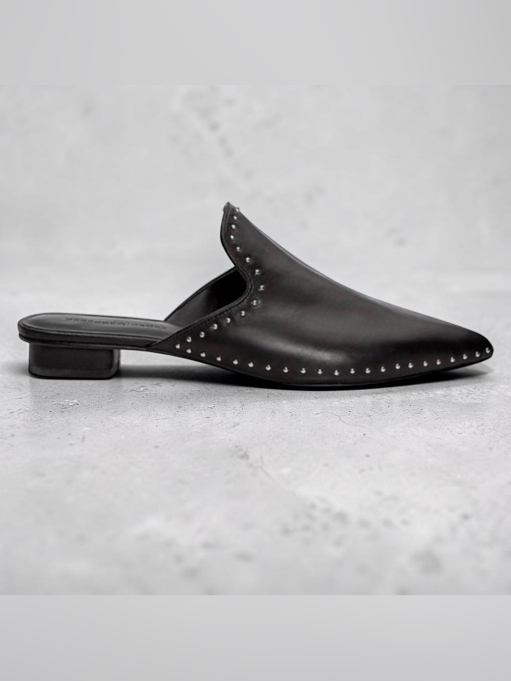Rebecca Minkoff studded black leather slides size 6.5